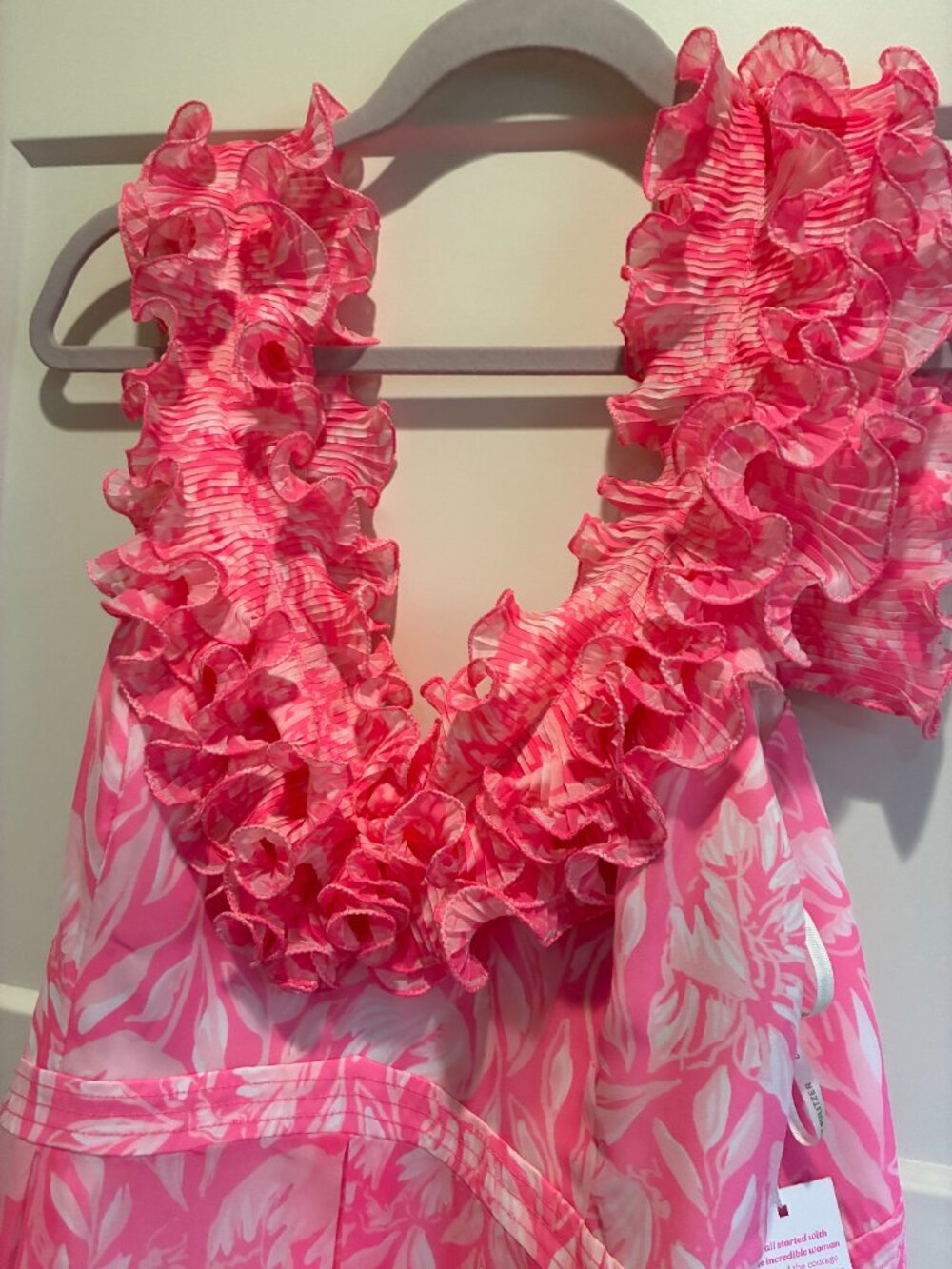 Ruffles Ruffles Ruffles !!!!! Lilly Pulitzer Pink Maxi Dress Size 14 - Picture 4 of 7